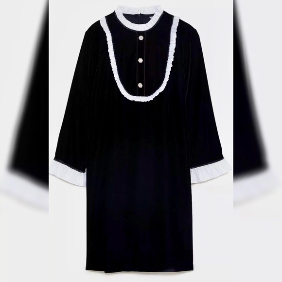 Zara Dresses & Skirts - Zara velvet dress with pearl buttons. Size L, new. Zara Dresses & Skirts - Zara velvet dress with pearl buttons. Size L, new.